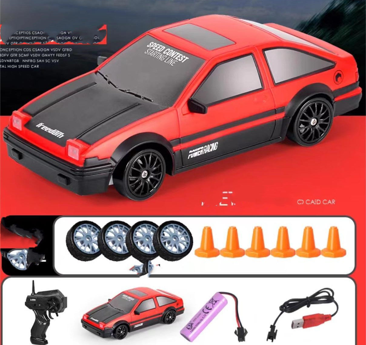 Coche RC Drift 4WD 2.4GHz – Auto de Carreras Teledirigido para Niños | GTR AE86 | Regalo Ideal